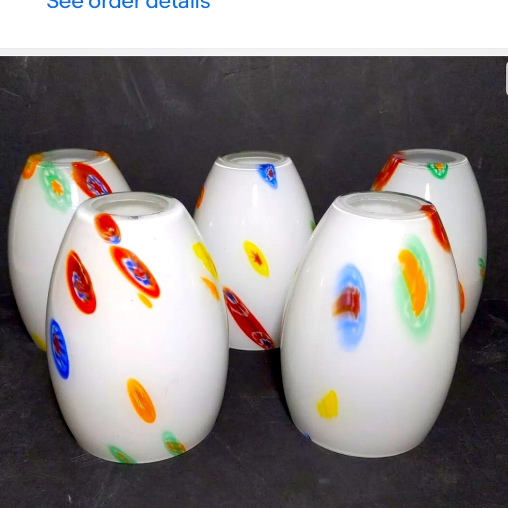 Vintage Millefiori Hand Blown n Art Glass Lampshade From Murano Italy *Sold Each